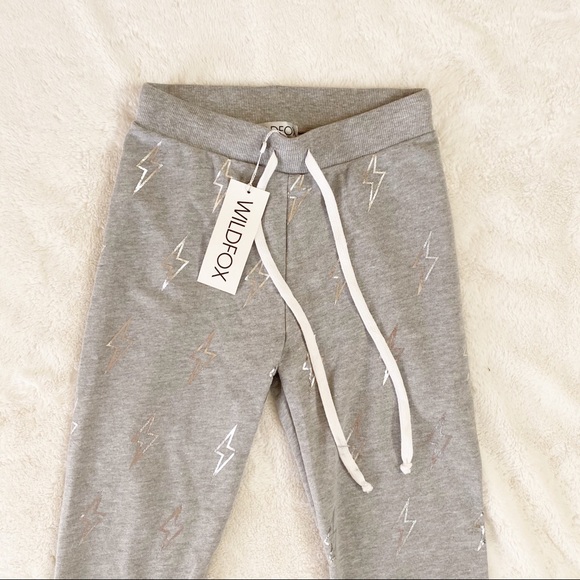 Wildfox Jack High Waist Silver Bolt Sweatpants - Picture 6 of 8